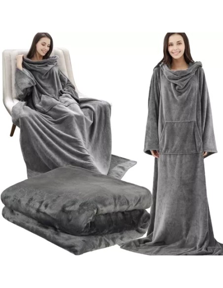 Šviesiai pilkas megztinis ir chalatas Ruhhy 22649