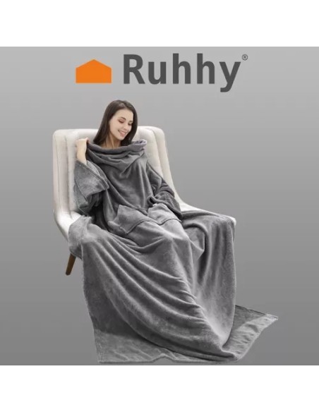 Šviesiai pilkas megztinis ir chalatas Ruhhy 22649