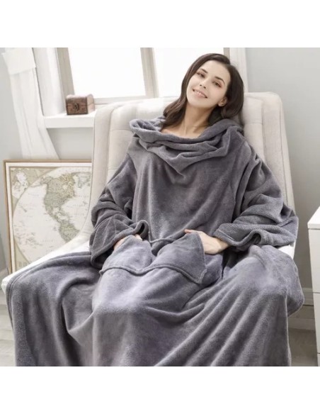 Šviesiai pilkas megztinis ir chalatas Ruhhy 22649