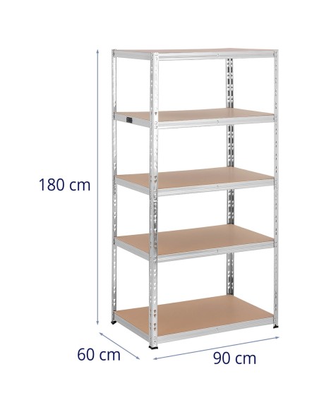 Metalinė laikymo lentyna 5 lentynos 875 kg 90 x 60 x 180 cm pilka