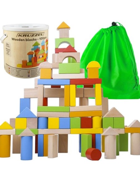 Medinės kaladėlės - 100 vnt. Kruzzel 22666