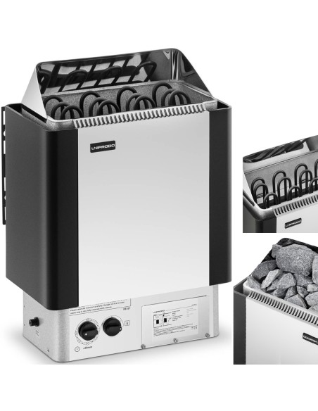 Elektrinė pirties krosnelė su įmontuotu valdymu 5-9 m3 iki 110C 400 V 6 kW Elektrinė pirties krosnelė su įmontuotu valdymu 5-9 m3 iki 110C 400 V 6 kW