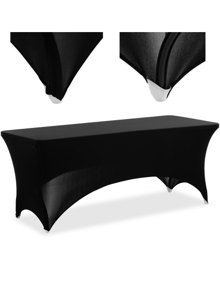Universalus tamprus užvalkalas stačiakampio formos stalui 180 x 74 cm juodas