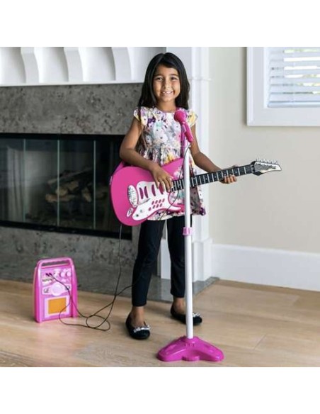Gitara + mikrofonas + stiprintuvas rožinė 22407