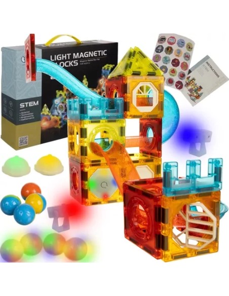 Magnetiniai blokeliai - takelis 77 vnt. Kruzzel 22684