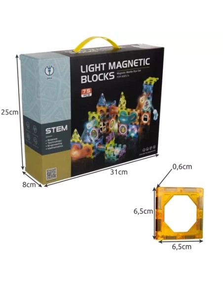 Magnetiniai blokeliai - takelis 77 vnt. Kruzzel 22684
