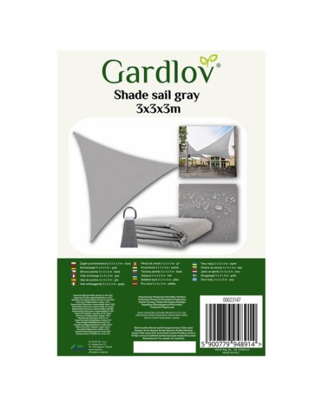 Šešėlinė burė 3x3x3m pilka Gardlov 23147