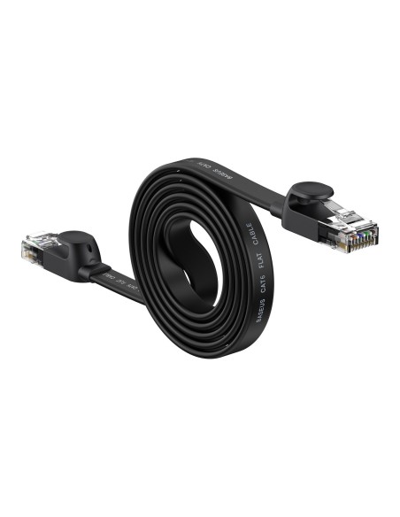 Patch laidas plokščias tinklo kabelis Speed Six RJ45 1000Mbps 1,5 m juodas Patch laidas plokščias tinklo kabelis Speed Six RJ45 1000Mbps 1,5 m juodas