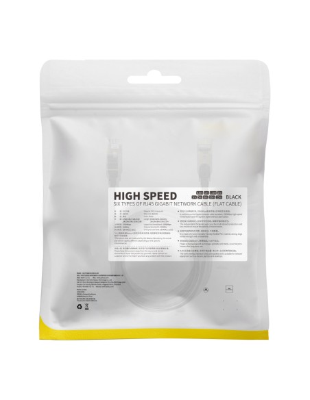 Patch laidas plokščias tinklo kabelis Speed Six RJ45 1000Mbps 1,5 m juodas Patch laidas plokščias tinklo kabelis Speed Six RJ45 1000Mbps 1,5 m juodas