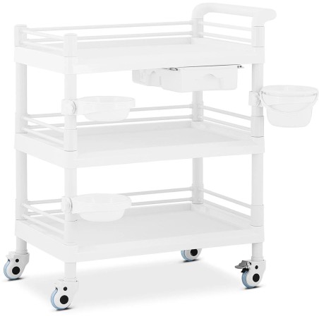 Kosmetinių procedūrų laboratorinis vežimėlis 3 lentynos 1 stalčius 83 x 53 x 99 cm 60 kg Kosmetinių procedūrų laboratorinis vežimėlis 3 lentynos 1 stalčius 83 x 53 x 99 cm 60 kg