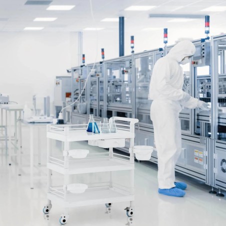 Kosmetinių procedūrų laboratorinis vežimėlis 3 lentynos 1 stalčius 83 x 53 x 99 cm 60 kg Kosmetinių procedūrų laboratorinis vežimėlis 3 lentynos 1 stalčius 83 x 53 x 99 cm 60 kg