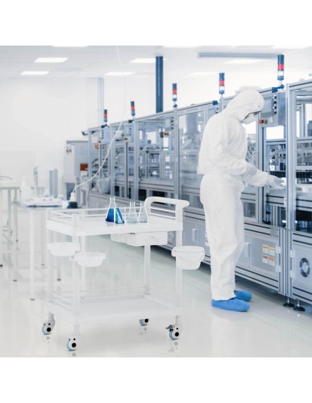 Kosmetikos laboratorinis vežimėlis 2 lentynos 1 stalčius 3 konteineriai 83 x 53 x 91 cm 40 kg Kosmetikos laboratorinis vežimėlis 2 lentynos 1 stalčius 3 konteineriai 83 x 53 x 91 cm 40 kg