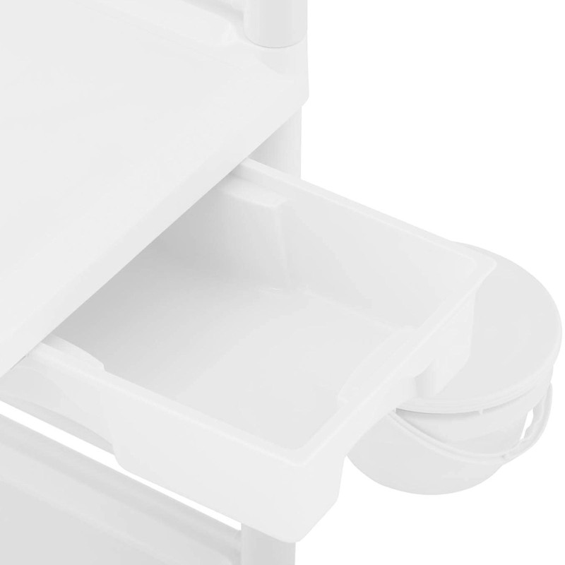 Kosmetikos laboratorinis vežimėlis 2 lentynos 1 stalčius 3 konteineriai 83 x 53 x 91 cm 40 kg