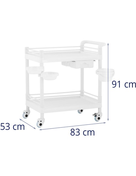 Kosmetikos laboratorinis vežimėlis 2 lentynos 1 stalčius 3 konteineriai 83 x 53 x 91 cm 40 kg Kosmetikos laboratorinis vežimėlis 2 lentynos 1 stalčius 3 konteineriai 83 x 53 x 91 cm 40 kg