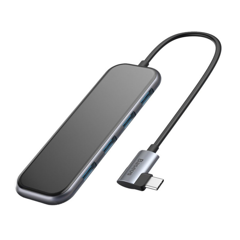 Adapteris HUB USB-C į 4x USB 3.0 USB-C PD, skirtas MacBook PC pilkas