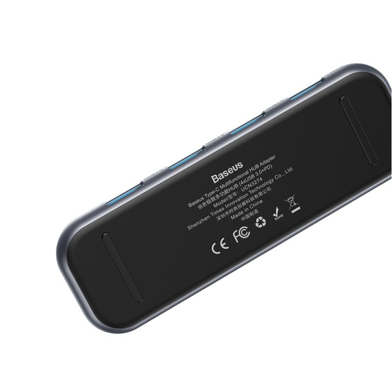 Adapteris HUB USB-C į 4x USB 3.0 USB-C PD, skirtas MacBook PC pilkas