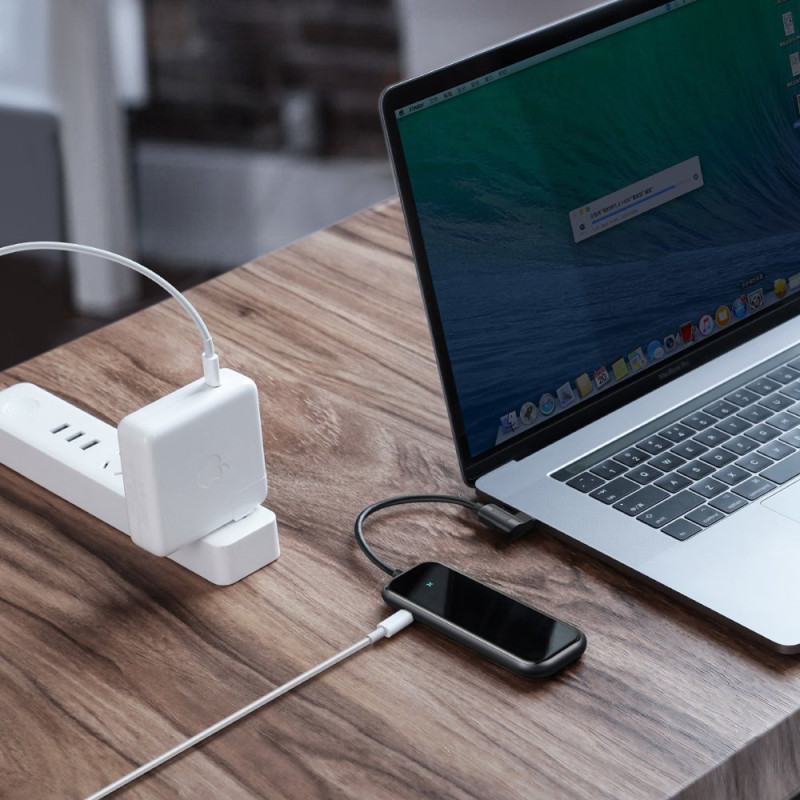 Adapteris HUB USB-C į 4x USB 3.0 USB-C PD, skirtas MacBook PC pilkas
