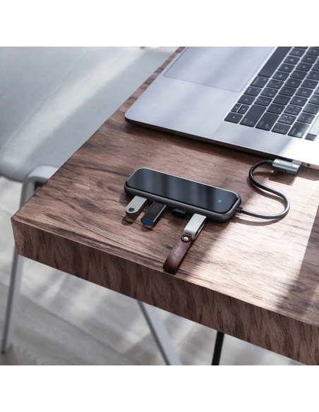 Adapteris HUB USB-C į 4x USB 3.0 USB-C PD, skirtas MacBook PC pilkas Adapteris HUB USB-C į 4x USB 3.0 USB-C PD, skirtas MacBook PC pilkas