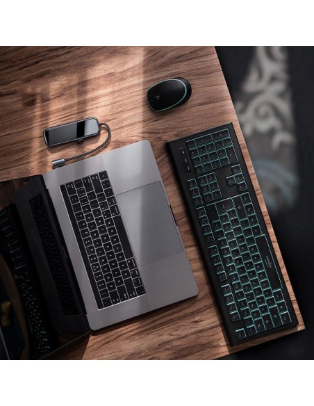 Adapteris HUB USB-C į 4x USB 3.0 USB-C PD, skirtas MacBook PC pilkas Adapteris HUB USB-C į 4x USB 3.0 USB-C PD, skirtas MacBook PC pilkas