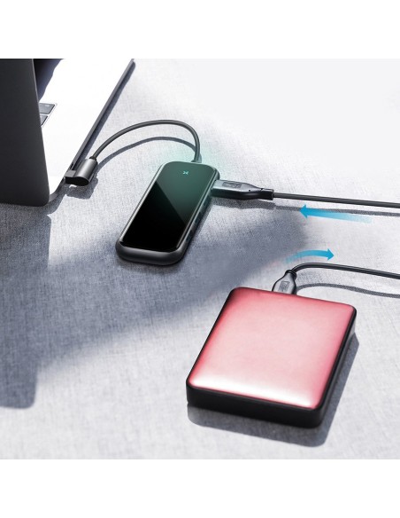 Adapteris HUB USB-C į 4x USB 3.0 USB-C PD, skirtas MacBook PC pilkas Adapteris HUB USB-C į 4x USB 3.0 USB-C PD, skirtas MacBook PC pilkas