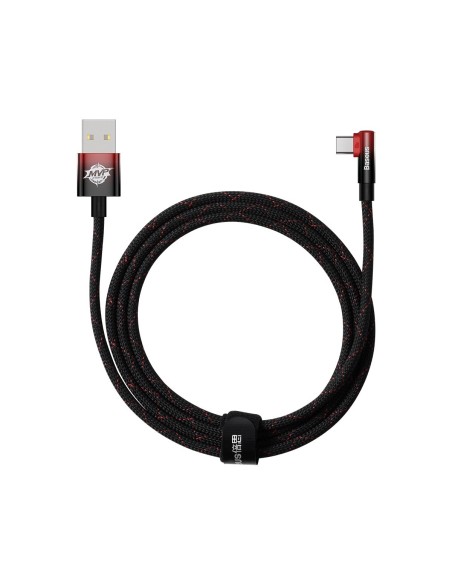 Kampinis kabelis Maitinimo laidas su šonine USB USB-C kištuku 2m raudonas Kampinis kabelis Maitinimo laidas su šonine USB USB-C kištuku 2m raudonas
