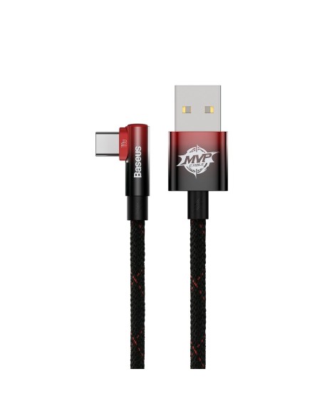 Kampinis kabelis Maitinimo laidas su šonine USB USB-C kištuku 2m raudonas Kampinis kabelis Maitinimo laidas su šonine USB USB-C kištuku 2m raudonas