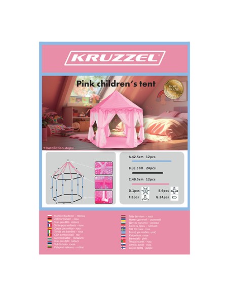 Vaikiška palapinė rožinė Kruzzel 23869