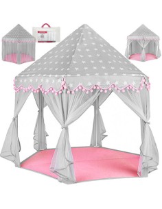 Vaikiška palapinė pilka ir rožinė Kruzzel 23476