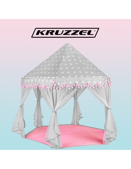 Vaikiška palapinė pilka ir rožinė Kruzzel 23476