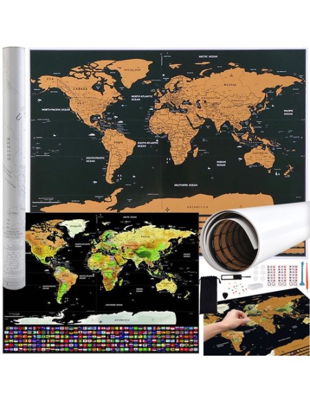 Pasaulio žemėlapis – nutrinama kortelė su vėliavėlėmis + priedai 23442