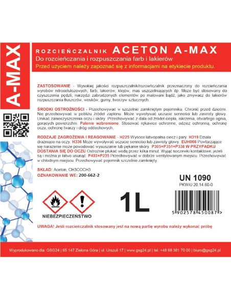 Acetono tirpiklio valiklis A-MAX 1L Acetono tirpiklio valiklis A-MAX 1L