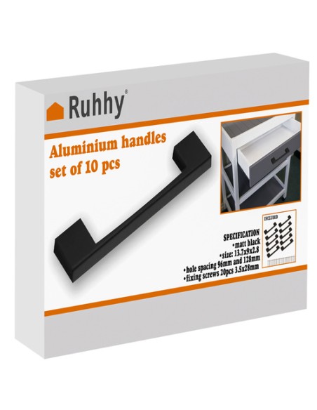 Juoda baldų rankena - 10 vnt. Ruhhy 24190