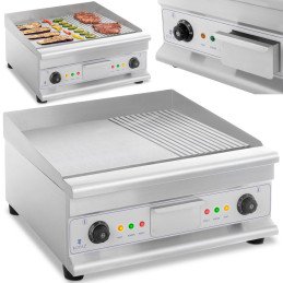 Kepkite ant grotelių dvigubai lygiai grioveliais grioveliais su riebalų stalčiumi 230 V 2x 3200 W