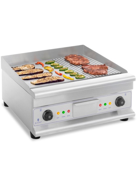 Kepkite ant grotelių dvigubai lygiai grioveliais grioveliais su riebalų stalčiumi 230 V 2x 3200 W