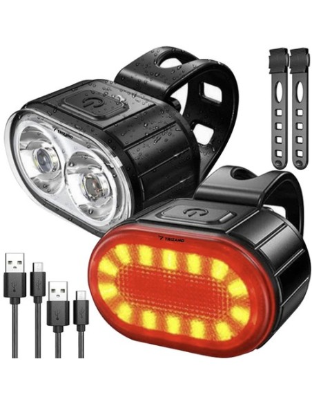 Dviračio žibintas + galinis žibintas Trizand 24003