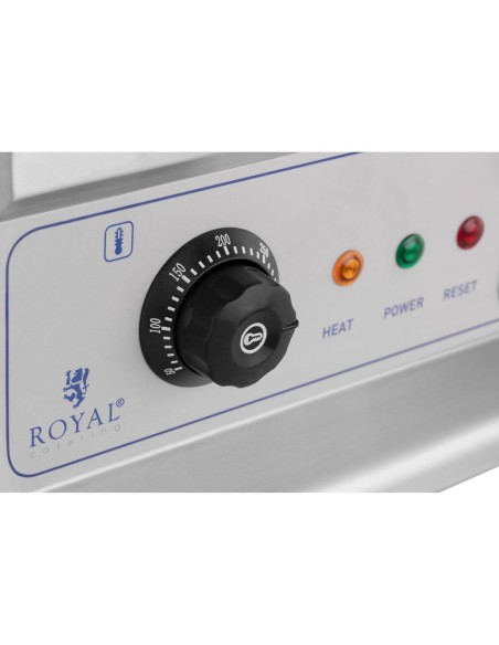 Kepkite ant grotelių dvigubai lygiai grioveliais grioveliais su riebalų stalčiumi 230 V 2x 3200 W