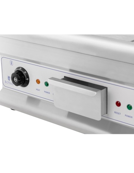 Kepkite ant grotelių dvigubai lygiai grioveliais grioveliais su riebalų stalčiumi 230 V 2x 3200 W