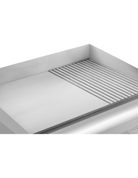 Kepkite ant grotelių dvigubai lygiai grioveliais grioveliais su riebalų stalčiumi 230 V 2x 3200 W