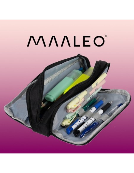 Trigubas sulankstomas pieštukų dėklas - juodas Maaleo 24476