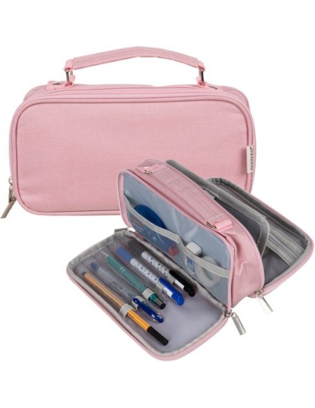 Dvigubas sulankstomas pieštukų dėklas – rožinis Maaleo 24517