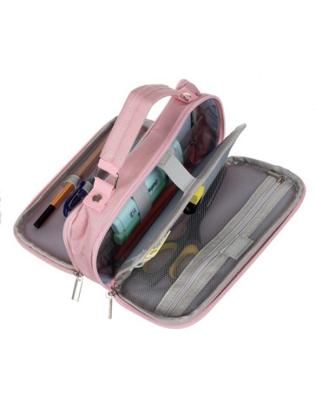 Dvigubas sulankstomas pieštukų dėklas – rožinis Maaleo 24517