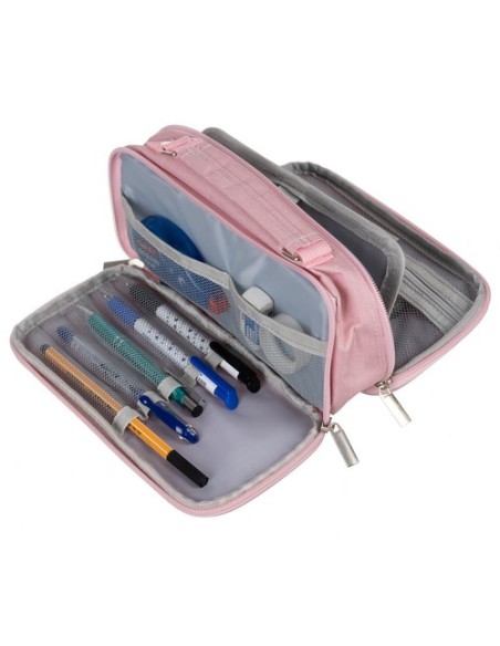 Dvigubas sulankstomas pieštukų dėklas – rožinis Maaleo 24517