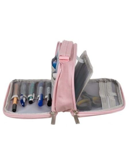 Dvigubas sulankstomas pieštukų dėklas – rožinis Maaleo 24517