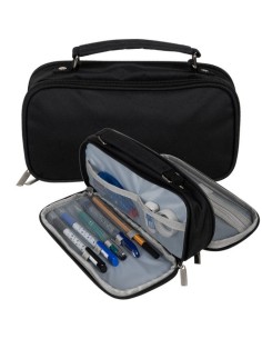 Dvigubas sulankstomas pieštukų dėklas - juodas Maaleo 24516