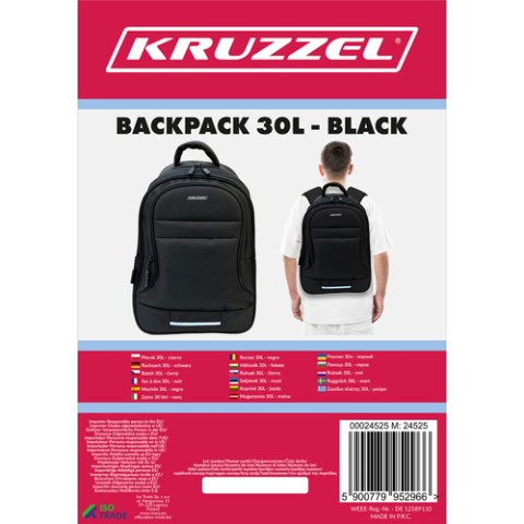 30L kuprinė - juoda Kruzzel 24525