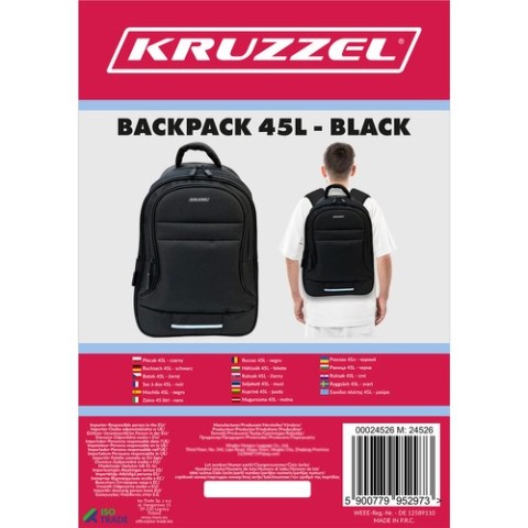 45L kuprinė - juoda Kruzzel 24526