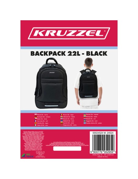 22L kuprinė - juoda Kruzzel 24524
