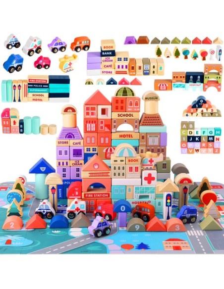 Medinės kaladėlės 115 vnt - miestas 23519