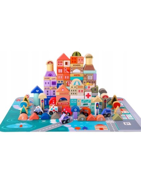 Medinės kaladėlės 115 vnt - miestas 23519