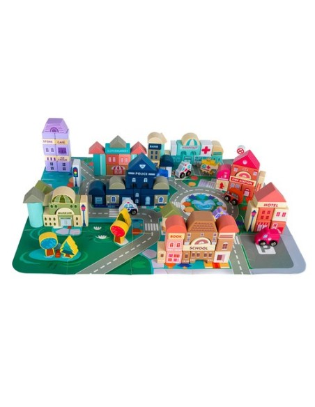 Medinės kaladėlės 115 vnt - miestas 23519